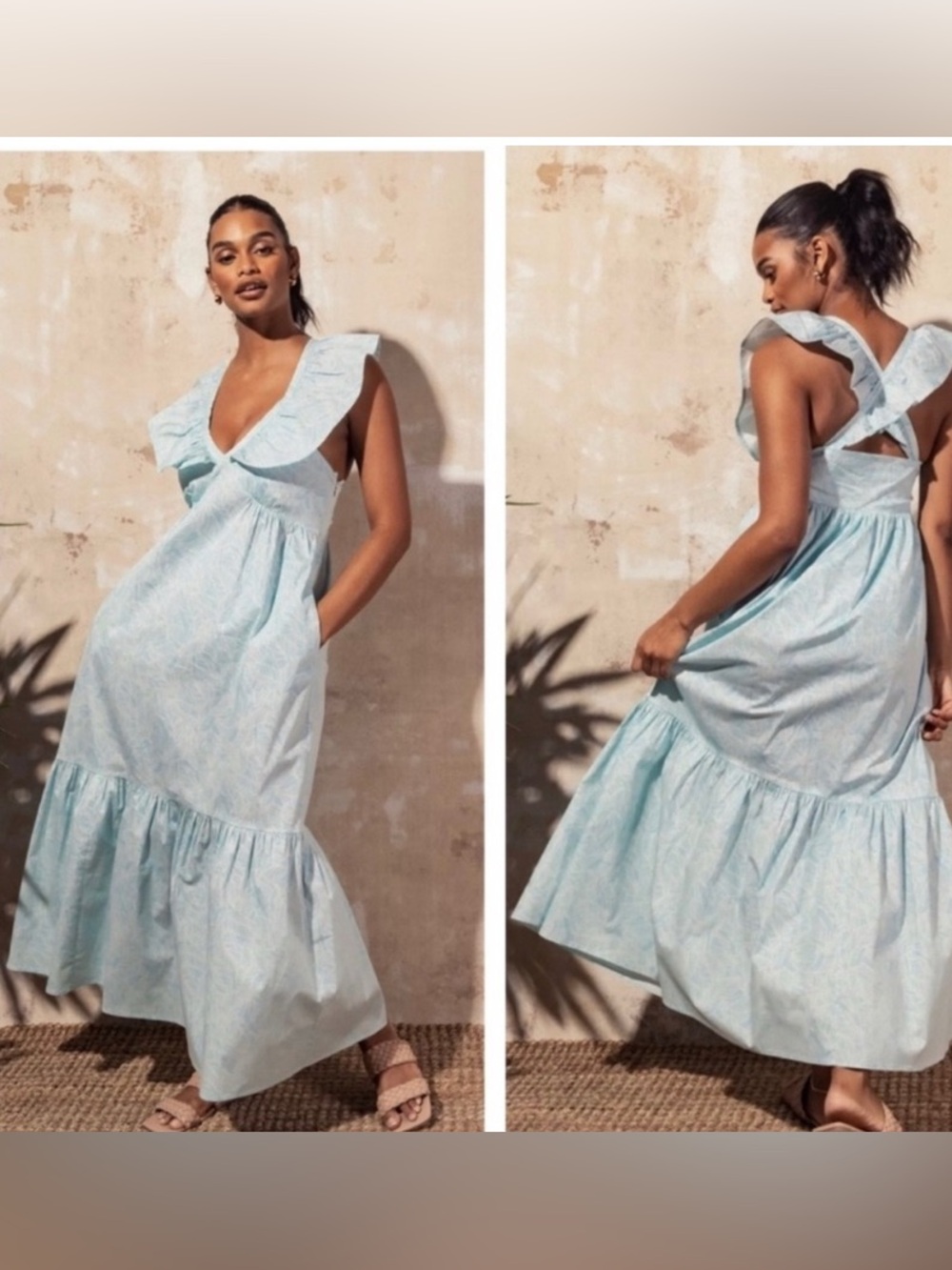 NWT MOTT50 Serena Ruffle Maxi Dress